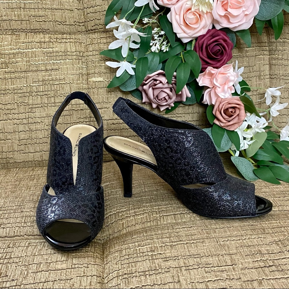 Shimmery 7.5 leopard slingback booties 3 in. heel